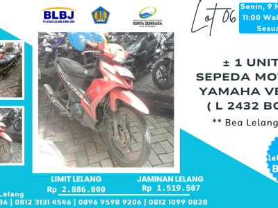 LOT 06: ± 1 UNIT SEPEDA MOTOR YAMAHA VEGA L2432BG