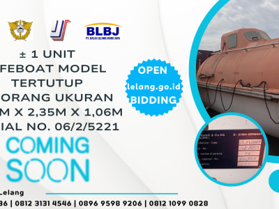 LELANG EKSEKUSI BTD 1 UNIT LIFEBOAT MODEL TERTUTUP KAPASITAS 20 ORANG