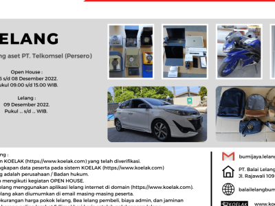 Lelang PT. Telkomsel 09 Desember 2022.