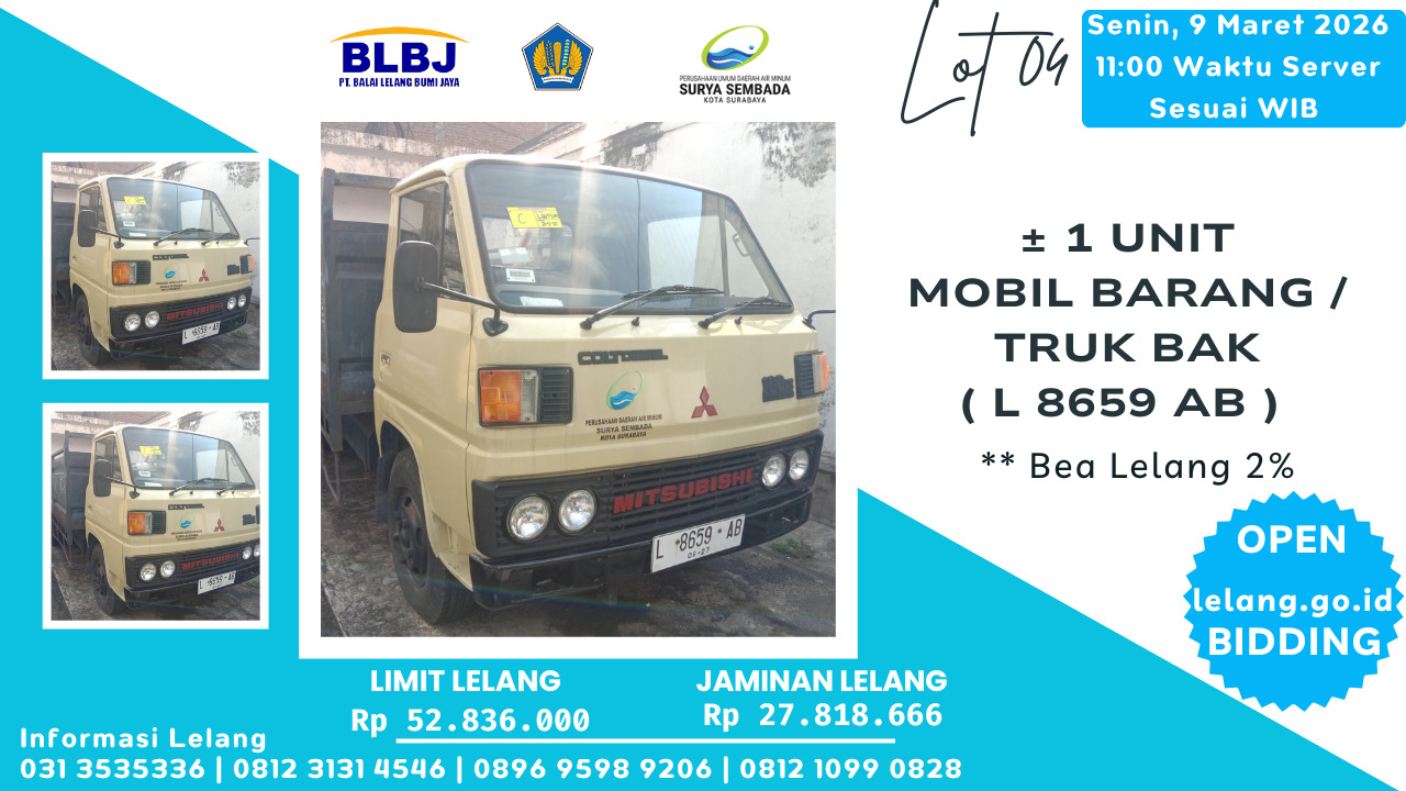 LOT 04: ± 1 UNIT MOBIL BARANG (TRUK BAK) L8659AB
