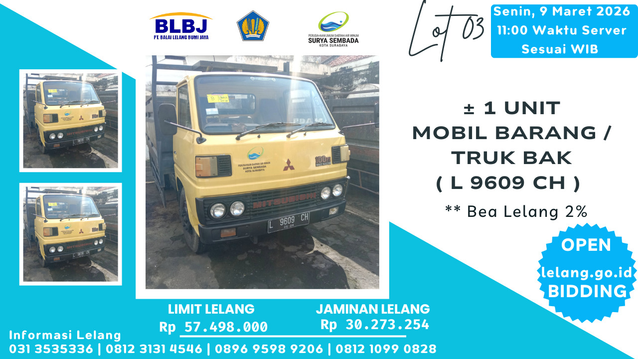 LOT 03: ± 1 UNIT MOBIL BARANG (TRUK BAK) L9609CH