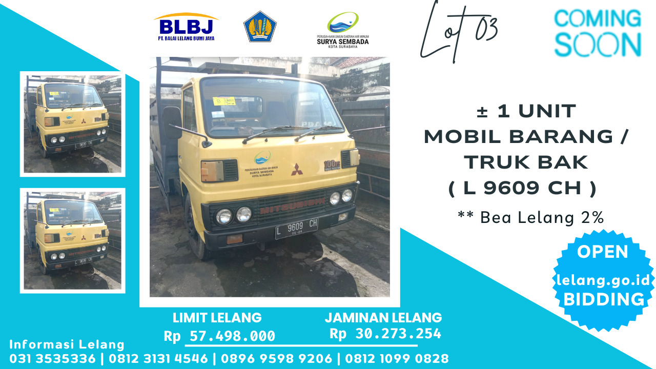 LOT 03: ± 1 UNIT MOBIL BARANG (TRUK BAK) L9609CH