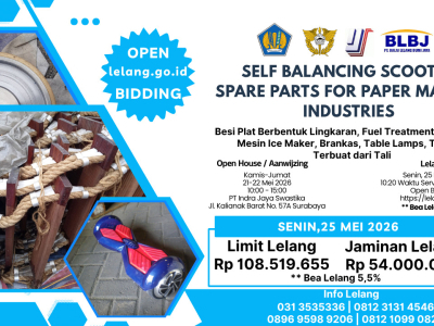 LOT 03 LELANG EKSEKUSI BTD 1 (SATU) PAKET SELF BALANCING SCOOTER, SPARE PART FOR PAPAER MAKING INDUSTRIES, ETC