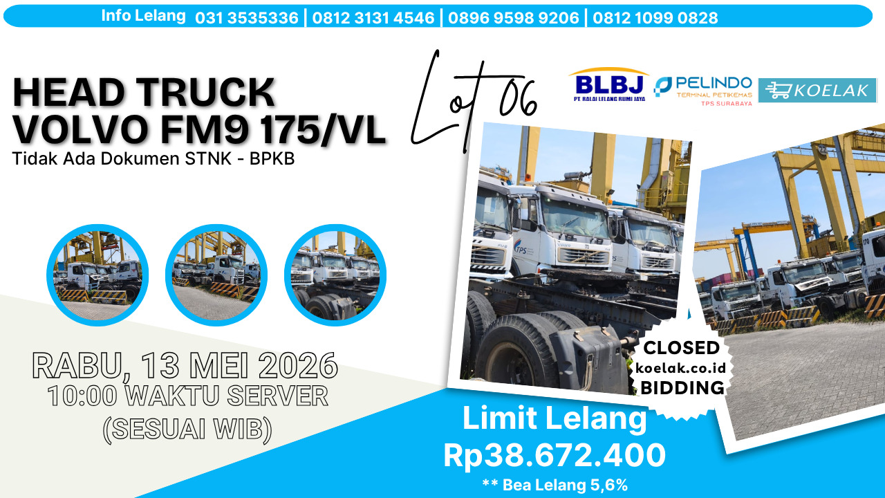 LOT 06 LELANG NON EKSEKUSI SUKARELA HEAD TRUCK 175/VL