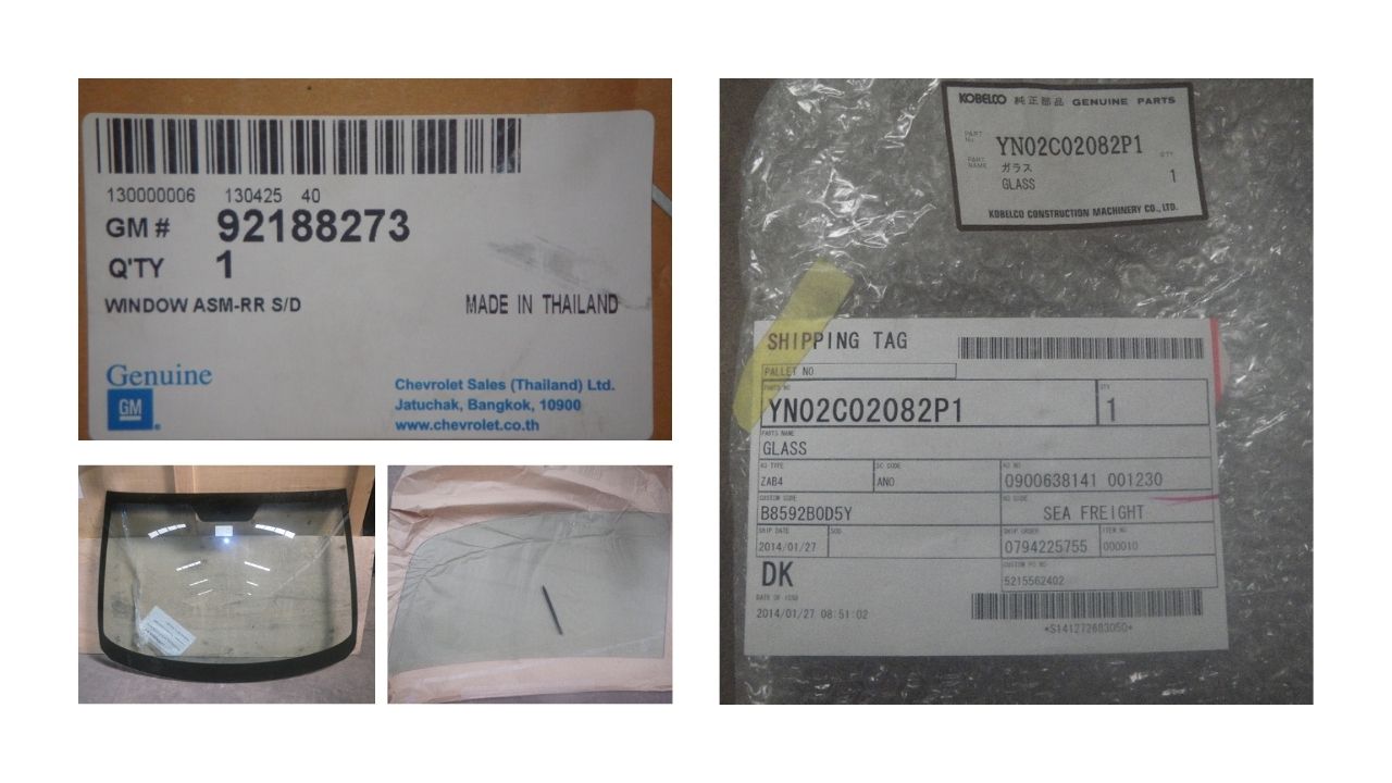 Bea Cukai Priok 10 : Kaca Spares Kobelco Excavator dan Window Windshield Total: 96 Pcs