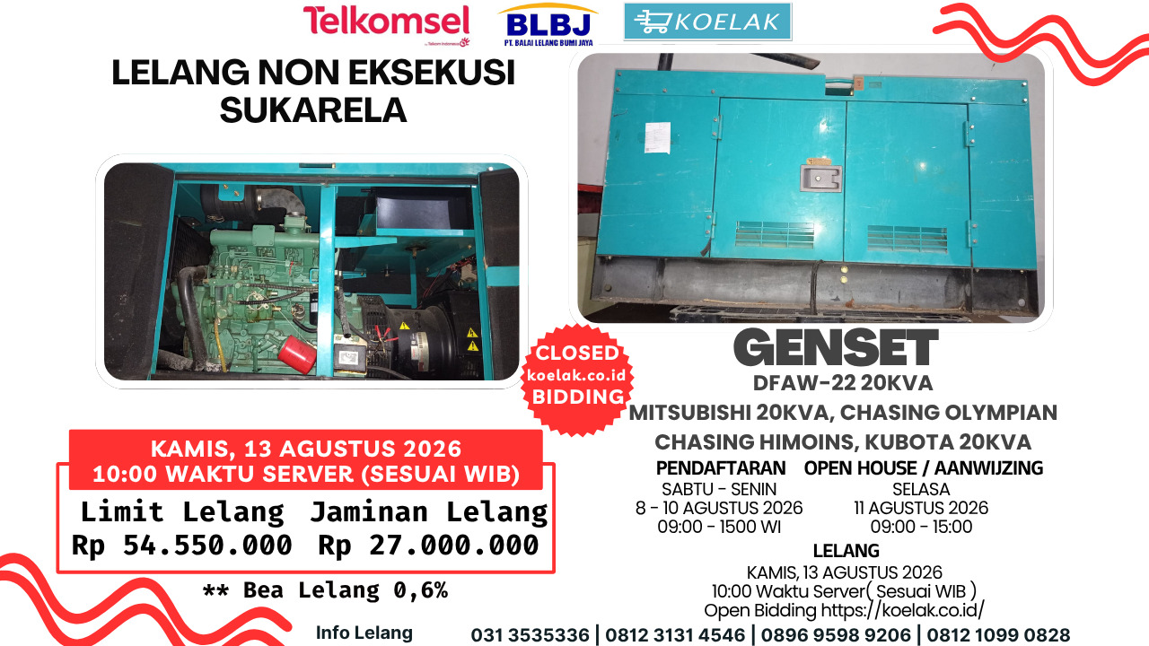 LOT 01: ± 1 PAKET GENSET
