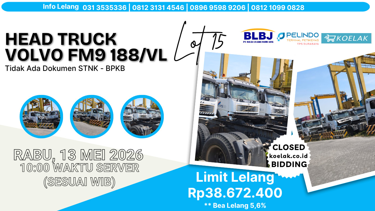 LOT 15 LELANG NON EKSEKUSI SUKARELA HEAD TRUCK 188/VL