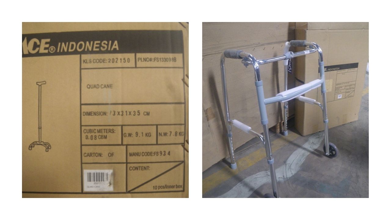 KPU-BC Tipe A Tanjung Priok Lot A03 : 97 CTN Walking Aid, Cane, Arm Crutch & Arm Support Cane di Kota Jakarta Utara